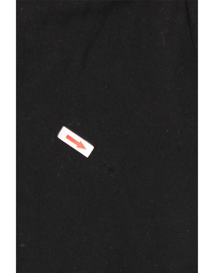Fred Perry Mens V-Neck Jumper Sweater Medium Black Merino Wool