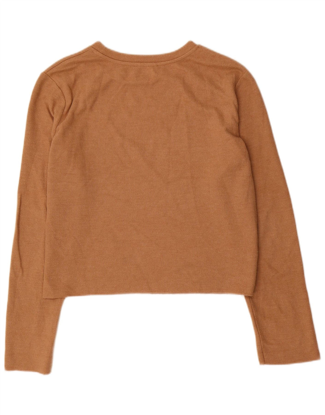 ZARA Womens Crop Crew Neck Jumper Sweater UK 16 Large Brown