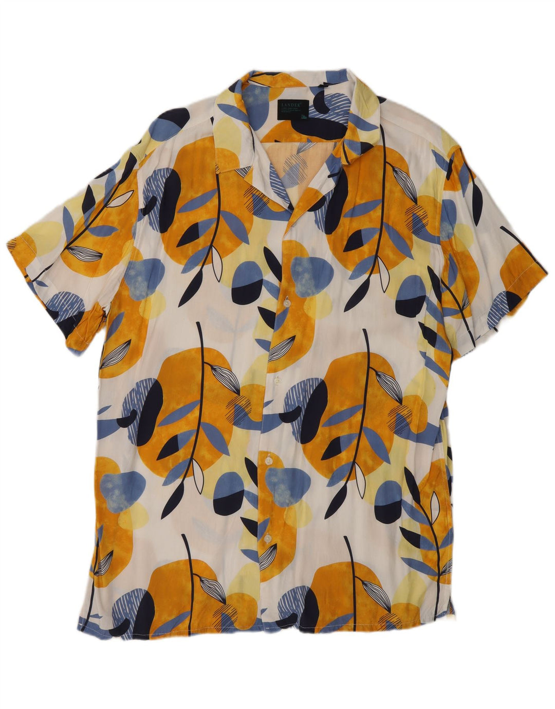 Vintage Mens Short Sleeve Shirt 2XL Multicoloured Floral Viscose