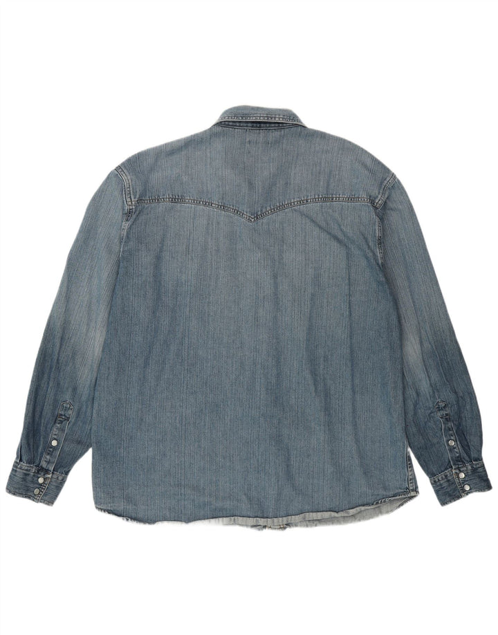 WRANGLER Mens Denim Shirt 2XL Blue Cotton