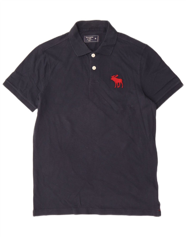 Abercrombie & Fitch Mens Polo Shirt Medium Navy Blue Cotton