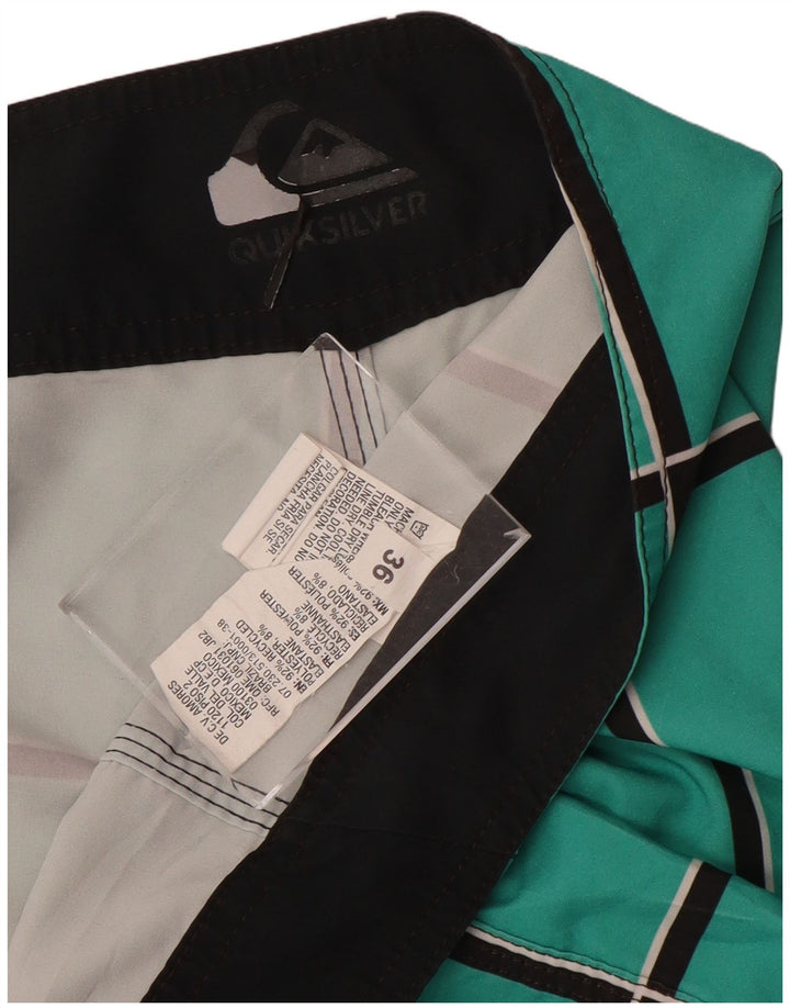 Quiksilver Mens Swimming Shorts Large Blue Plaid Polyester