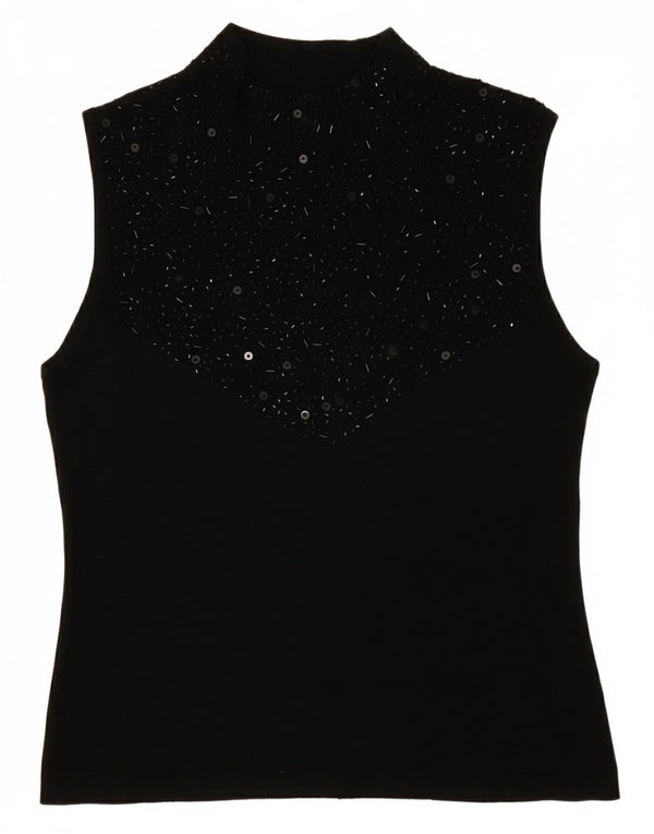 SKY DESIGN Womens Sleeveless Blouse Top US 2 XS Black Rayon