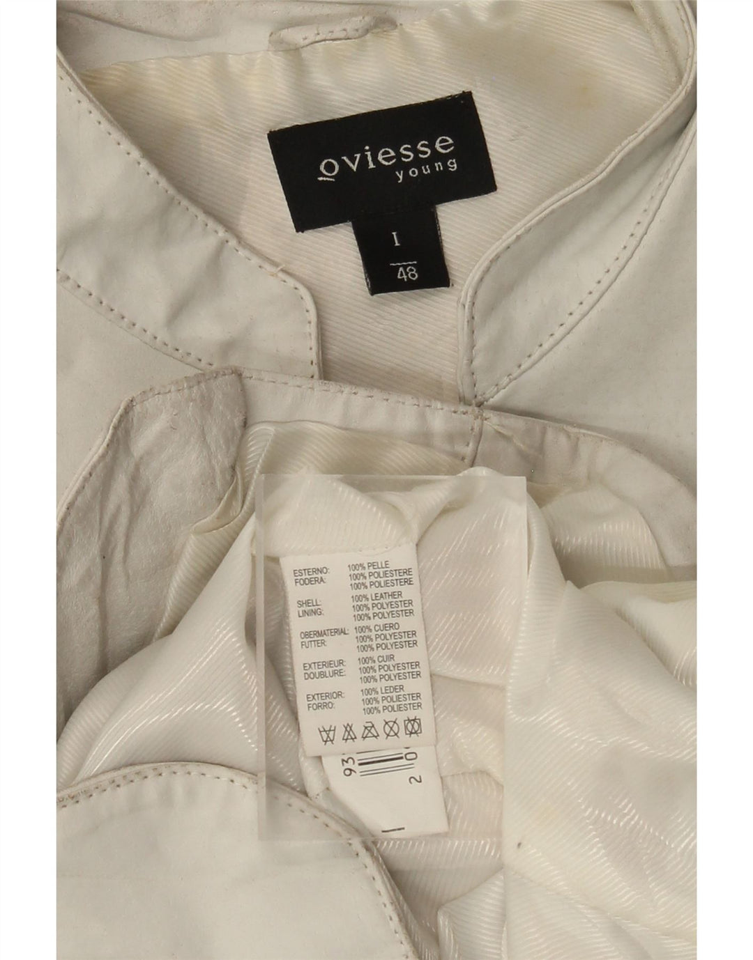 Oviesse Womens Leather Jacket IT 48 XL White Leather