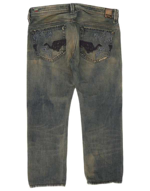 Diesel Mens Thanaz Cropped Jeans W32 L24 Blue Cotton