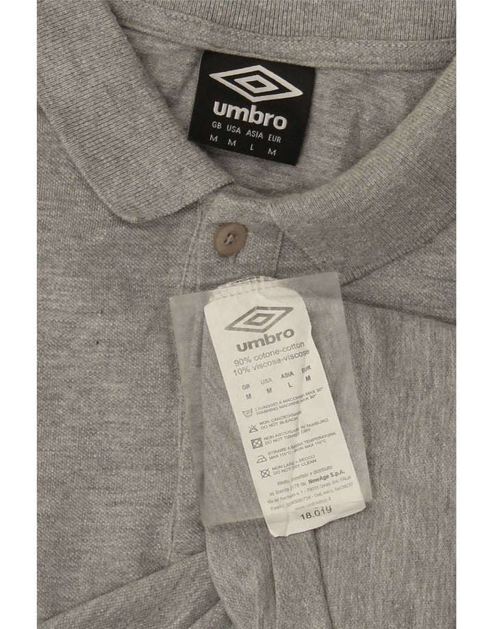UMBRO Mens Long Sleeve Polo Shirt Medium Grey Cotton