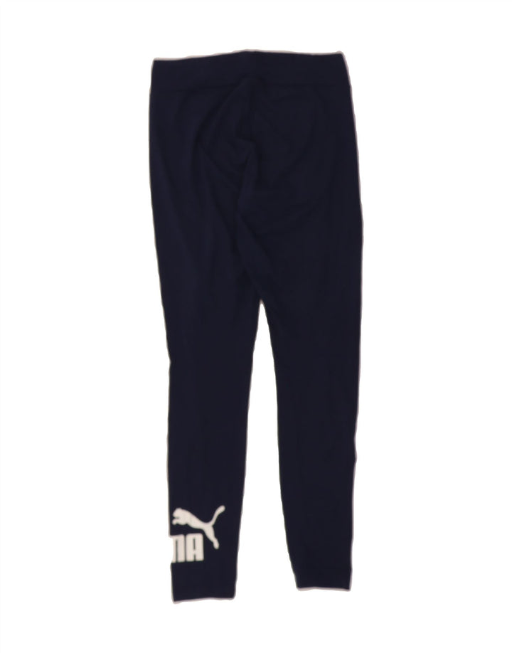 PUMA Womens Graphic Leggings UK 14 Medium  Navy Blue Cotton Vintage Puma and Second-Hand Puma from Messina Hembry 