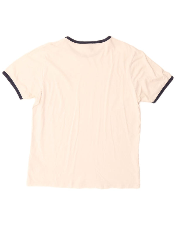 Ellesse Mens Graphic T-Shirt Top Large Off White Cotton