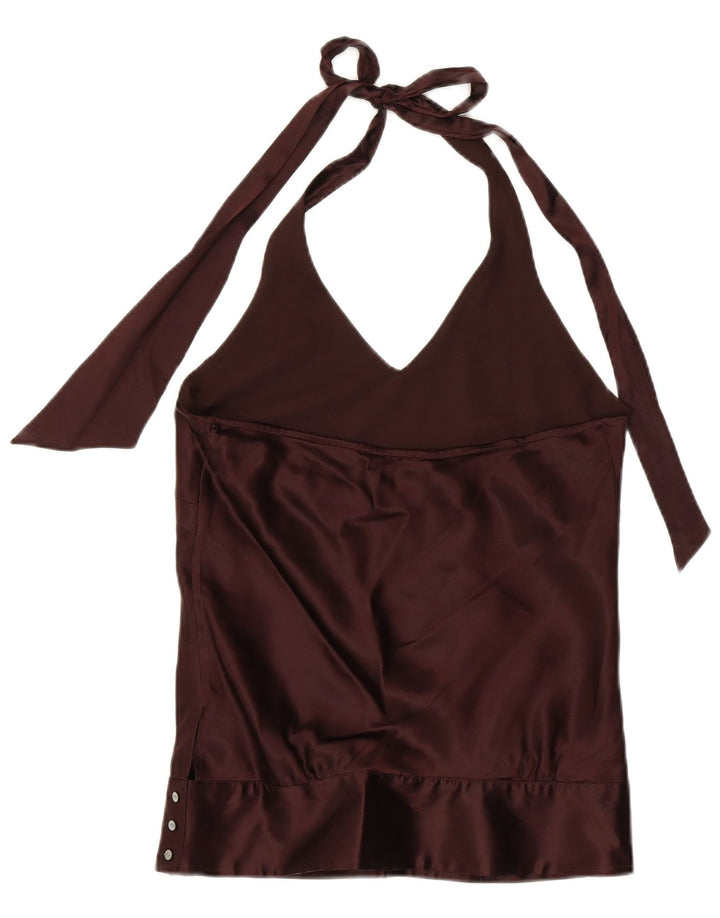 COAST Womens Halter Top UK 10 Small Brown Silk