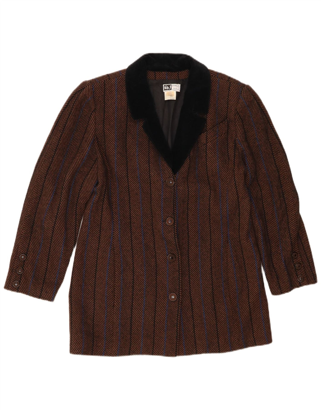 ANTONELLA Womens 4 Button Blazer Jacket UK 16 Large Brown Herringbone Wool