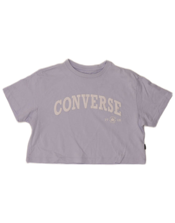 Converse Womens Crop Oversized Graphic T-Shirt Top UK 6 XS Purple