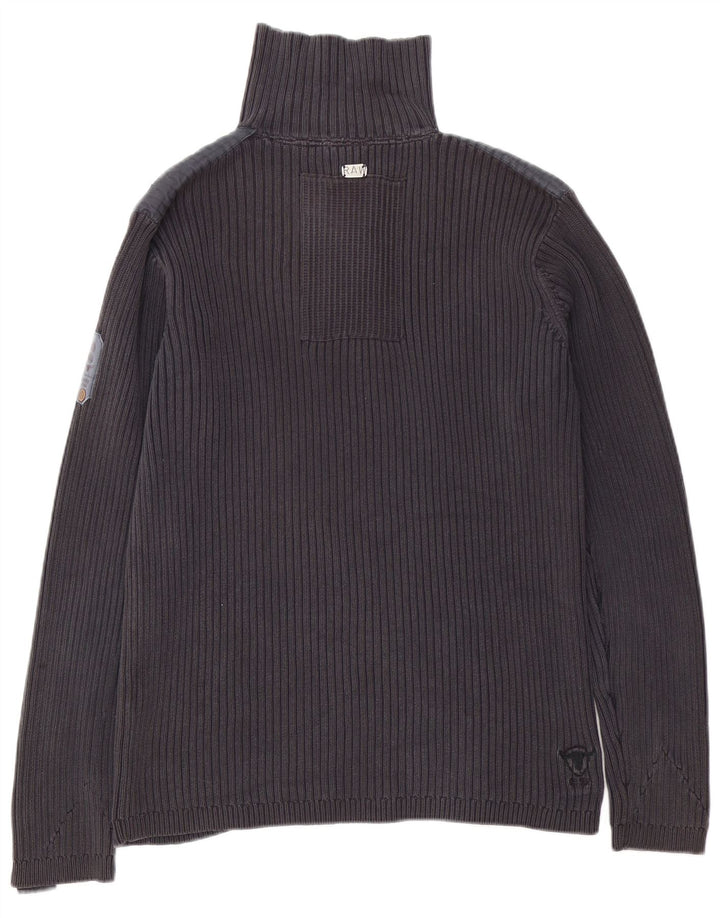 G-Star Mens Button Neck Jumper Sweater XL Grey Cotton