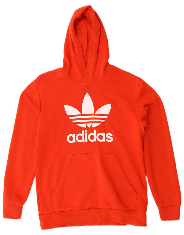 Adidas Boys Graphic Hoodie Jumper 13-14 Years Red Cotton