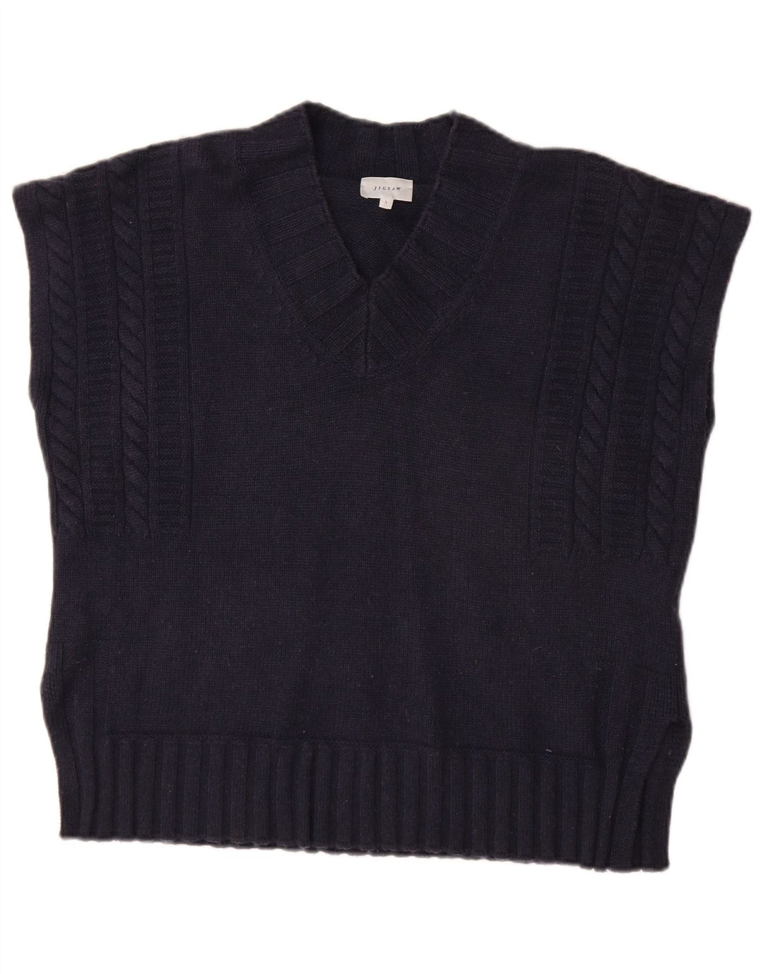 JIGSAW Womens Oversized Vest Tank Top UK 10 Small Navy Blue Wool