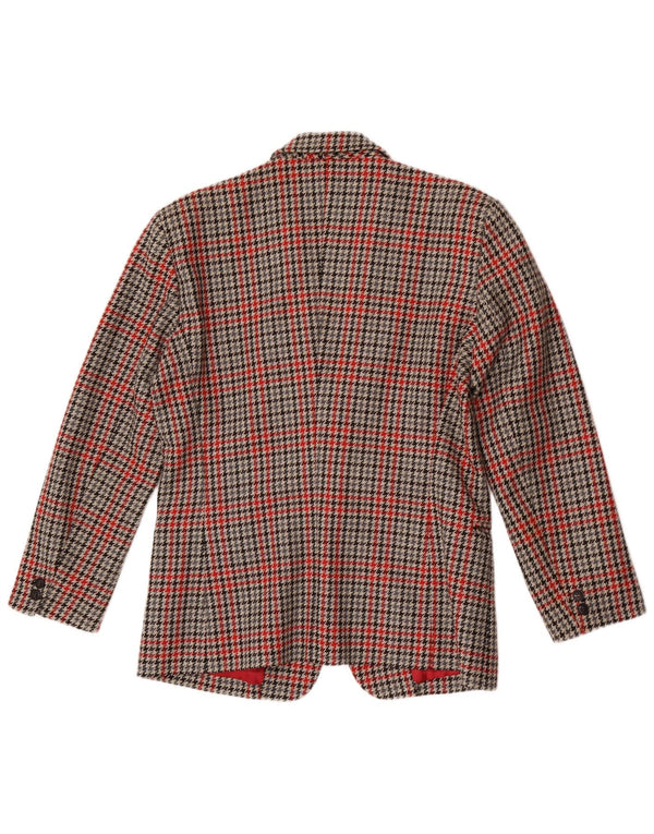 Vintage Mens 1 Button Blazer Jacket UK 38 Medium Red Houndstooth Wool