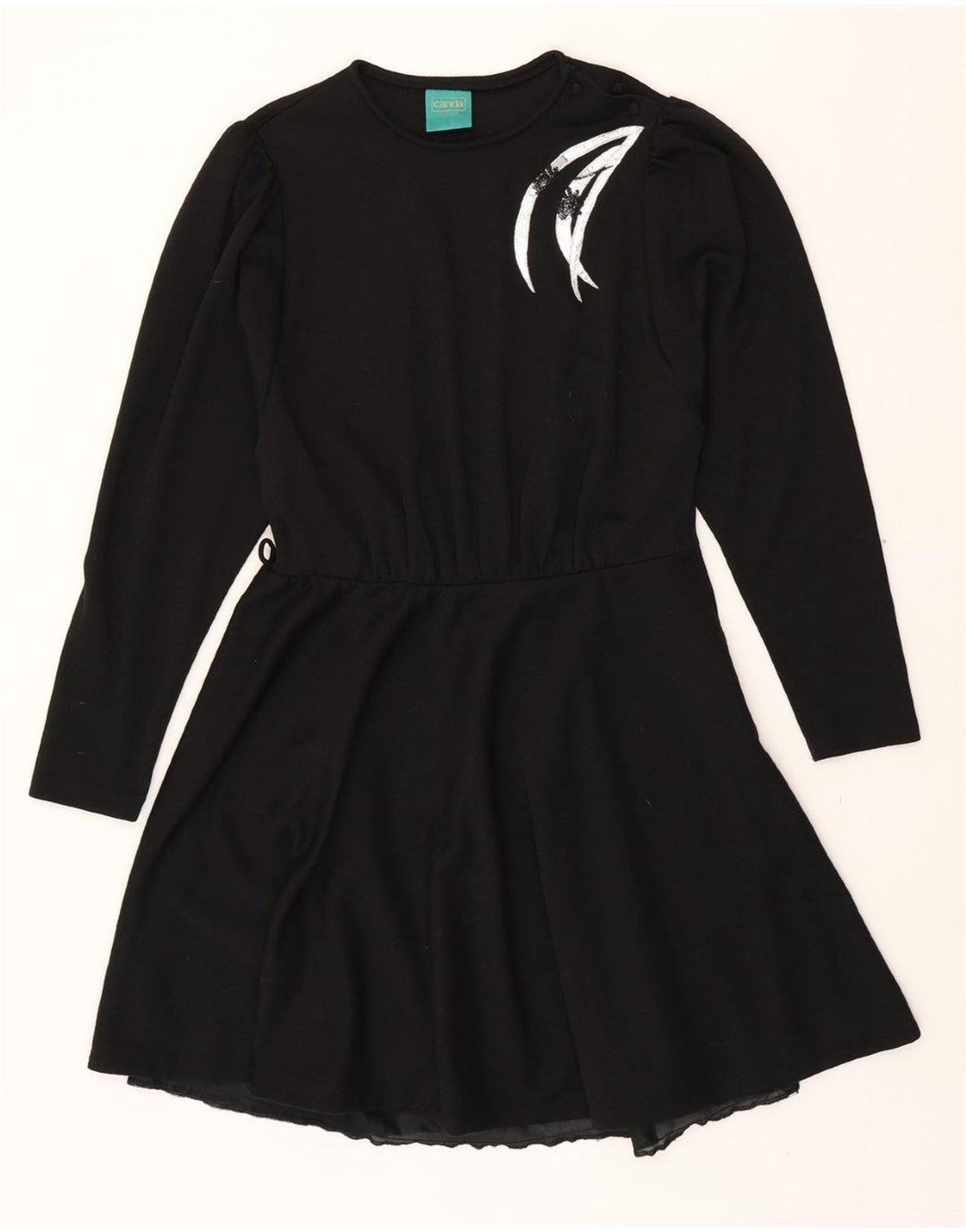 CANDA Womens Long Sleeve A-Line Dress UK 12 Medium Black Vintage Canda and Second-Hand Canda from Messina Hembry 