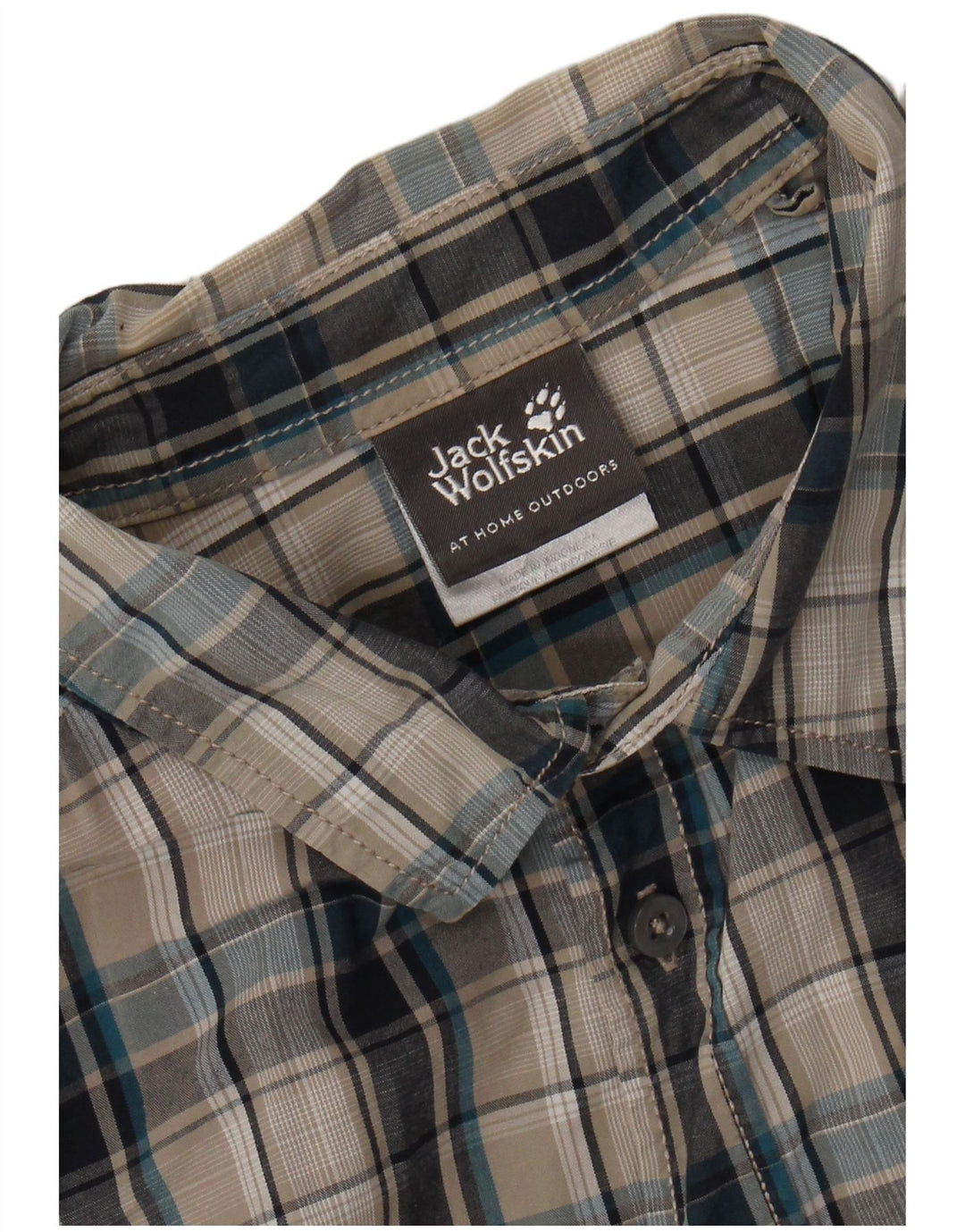 JACK WOLFSKIN Mens Short Sleeve Shirt Medium Grey Check