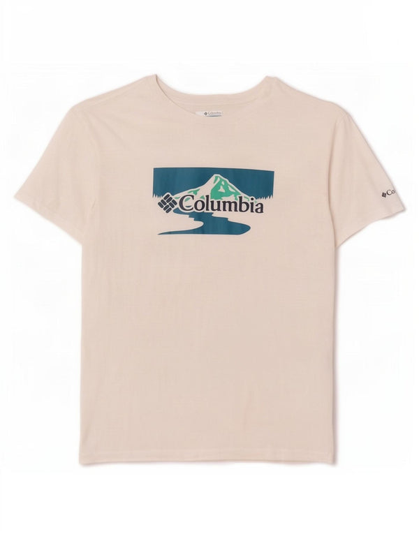 Columbia Mens Graphic T-Shirt Top Small White Cotton