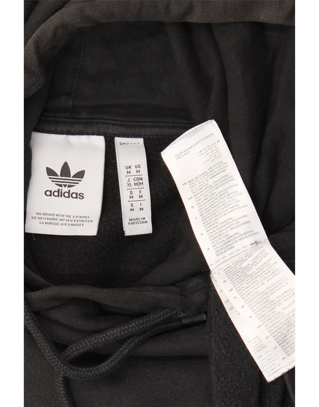 ADIDAS Mens Graphic Hoodie Jumper Medium Black Cotton