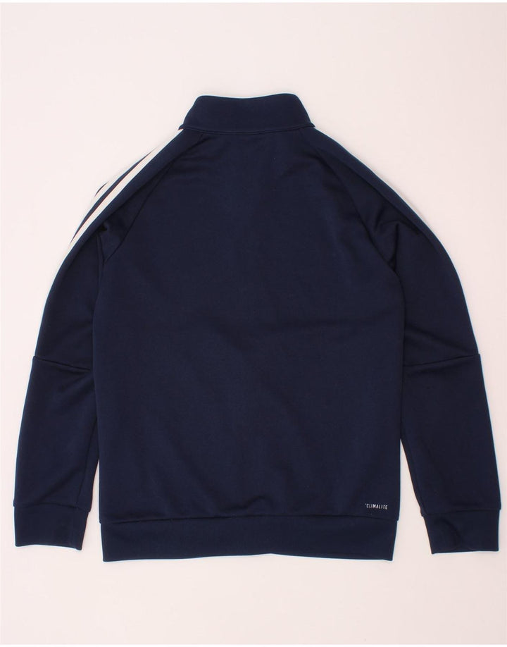 ADIDAS Boys Climalite Tracksuit Top Jacket 7-8 Years Navy Blue Polyester