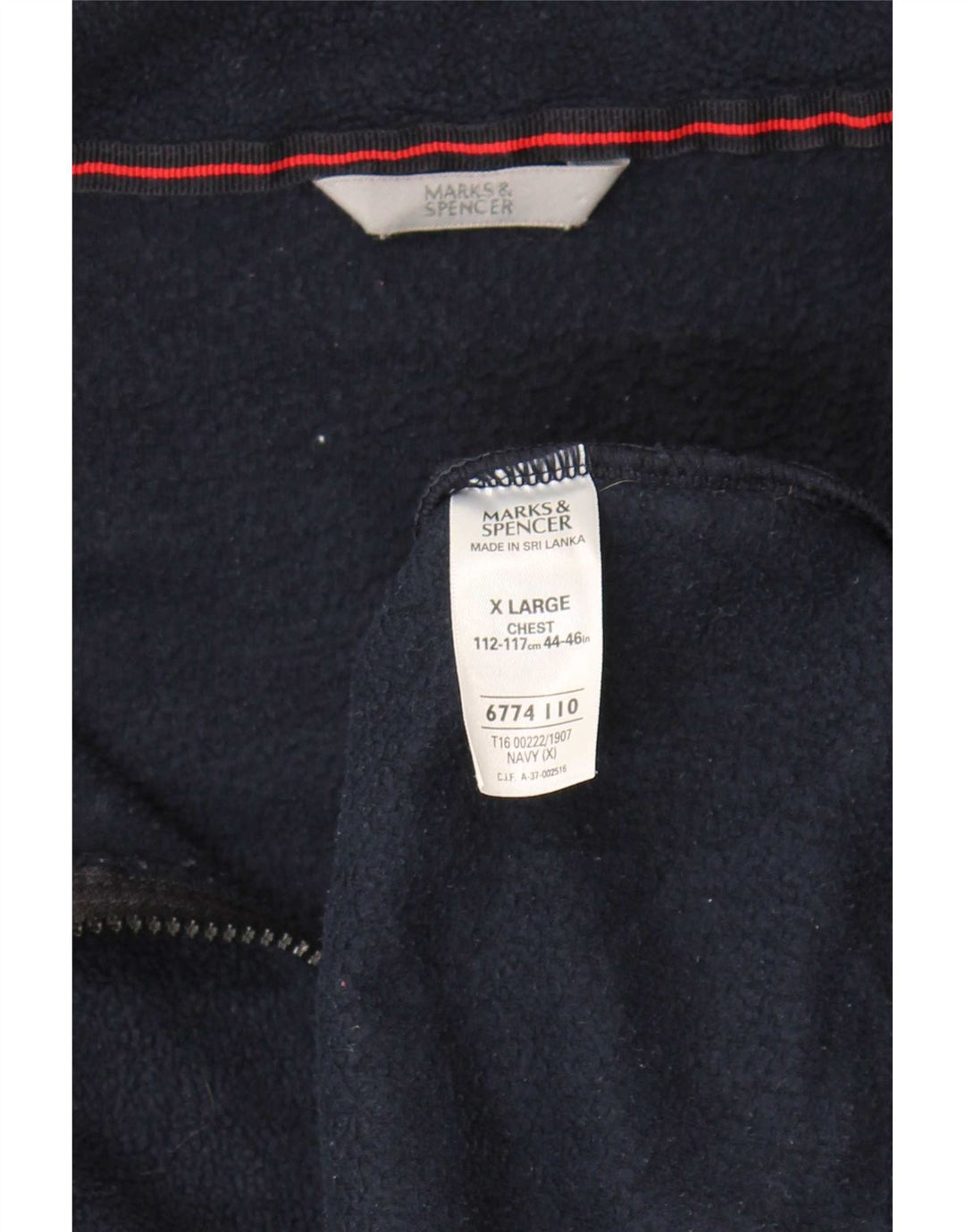 Marks & Spencer Mens Fleece Jacket UK 42 XL Navy Blue Polyester