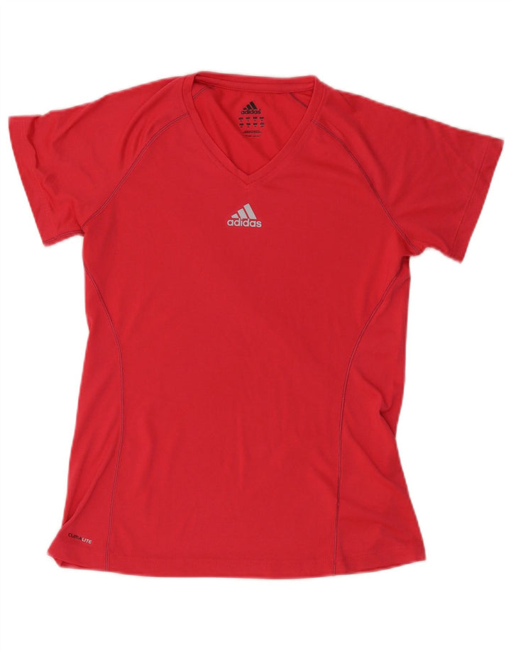 ADIDAS Womens Climalite T-Shirt Top UK 14 Medium  Red Polyester