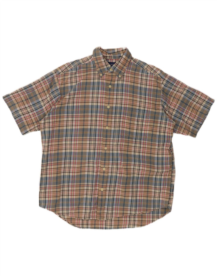 J. CREW Mens Short Sleeve Shirt Medium Multicoloured Check Cotton