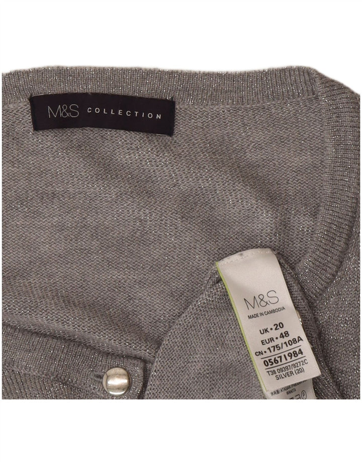 Marks & Spencer Womens Cardigan Sweater UK 20 2XL  Grey Polyamide