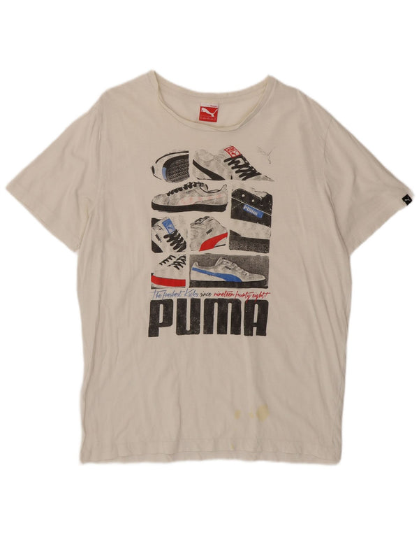 Puma Mens Graphic T-Shirt Top XL White