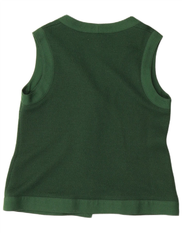 VINTAGE Womens Sleeveless Cardigan Sweater EU 48 2XL Green Wool