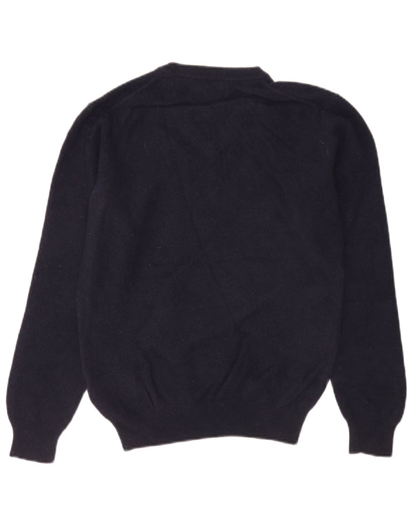 Gant Womens V-Neck Jumper Sweater UK 10 Small Navy Blue Lambswool