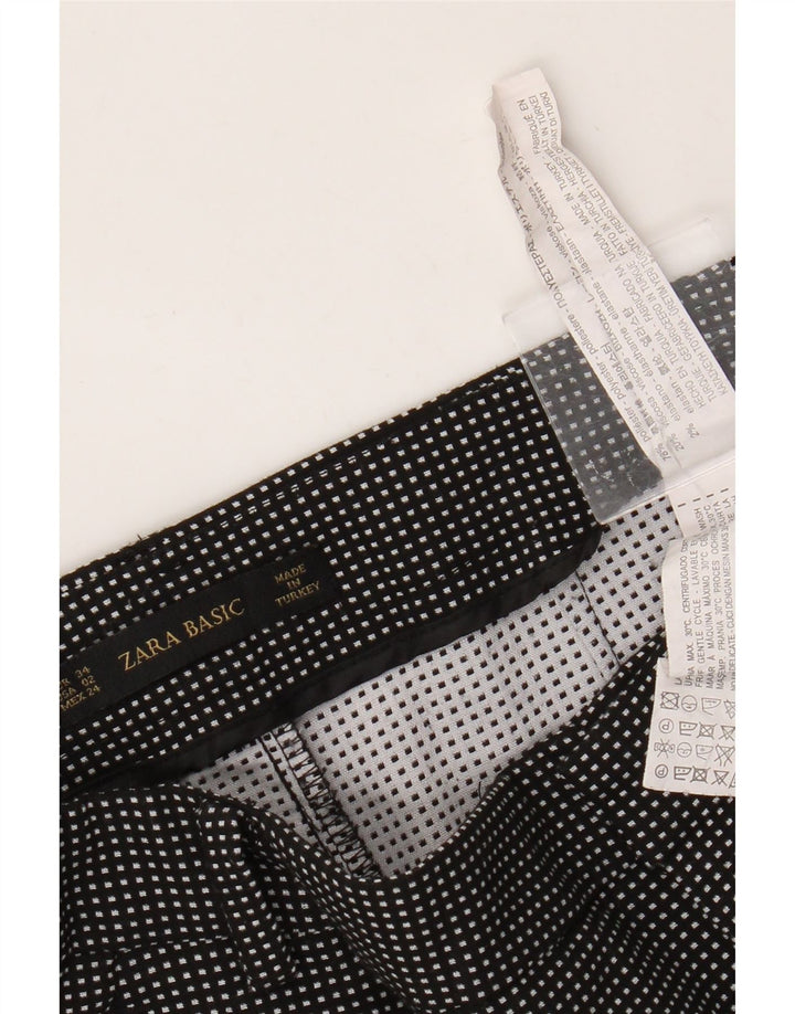 Zara Womens Basic Tapered Chino Trousers EU 34 2XS W24 L27 Black Check