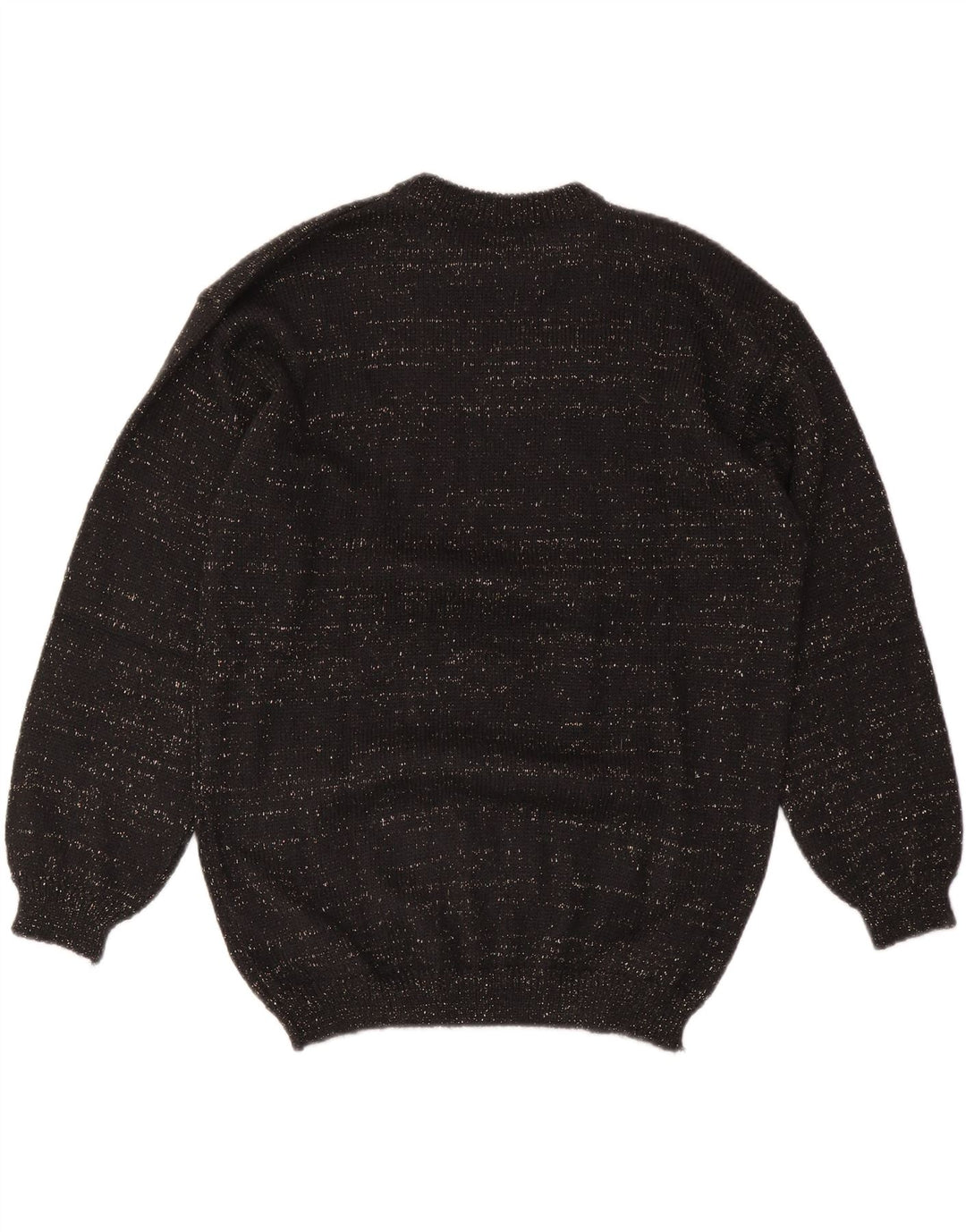 VINTAGE Womens Crew Neck Jumper Sweater UK 14 Medium Black Argyle/Diamond