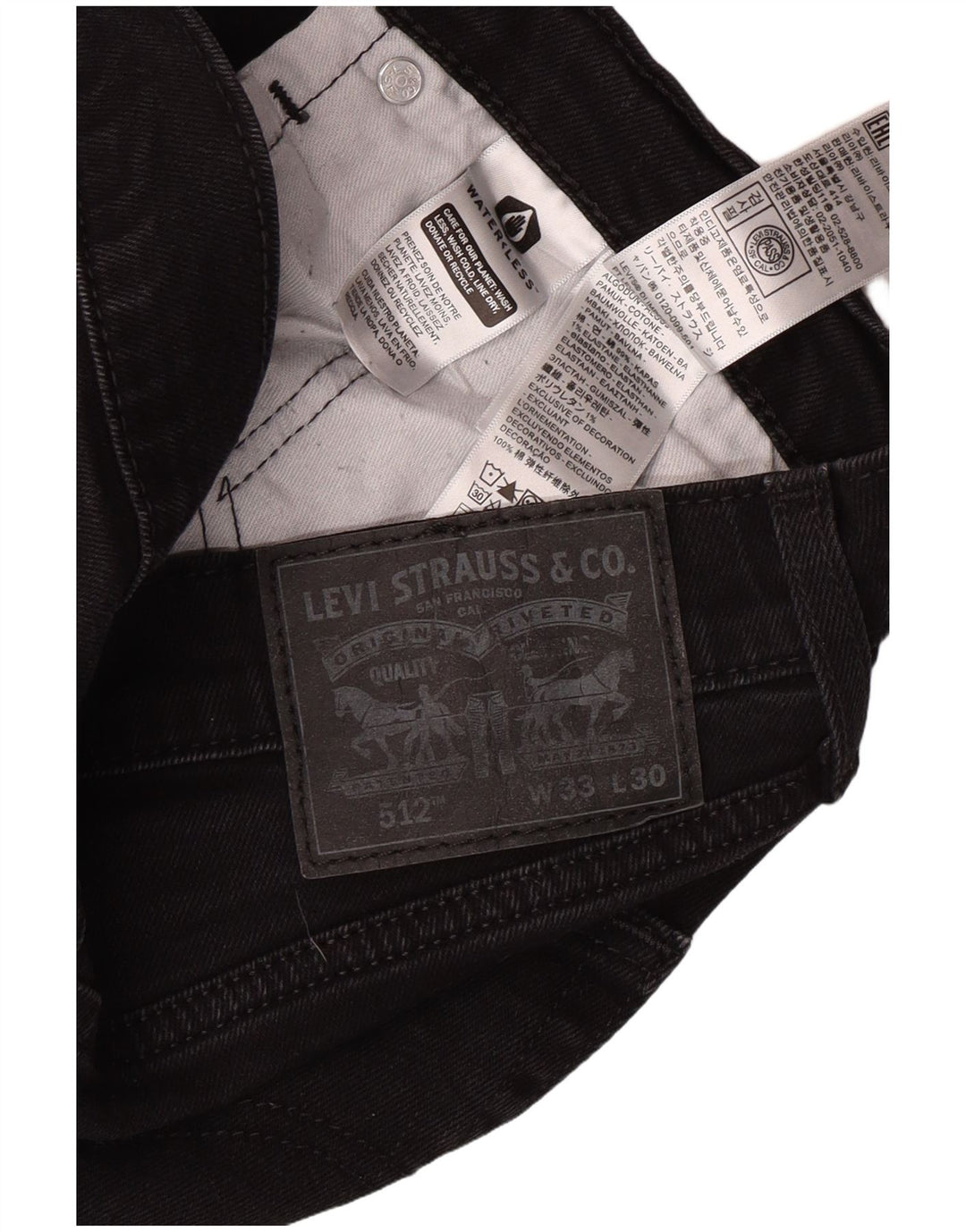 LEVI'S Mens 512 Slim Tapered Jeans W33 L27 Black Cotton
