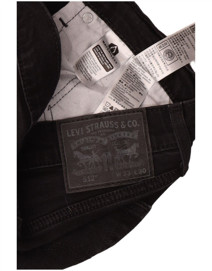 LEVI'S Mens 512 Slim Tapered Jeans W33 L27 Black Cotton
