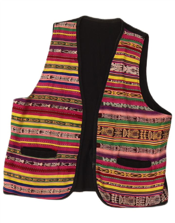 Vintage Womens Waistcoat UK 14 Medium Multicoloured Striped