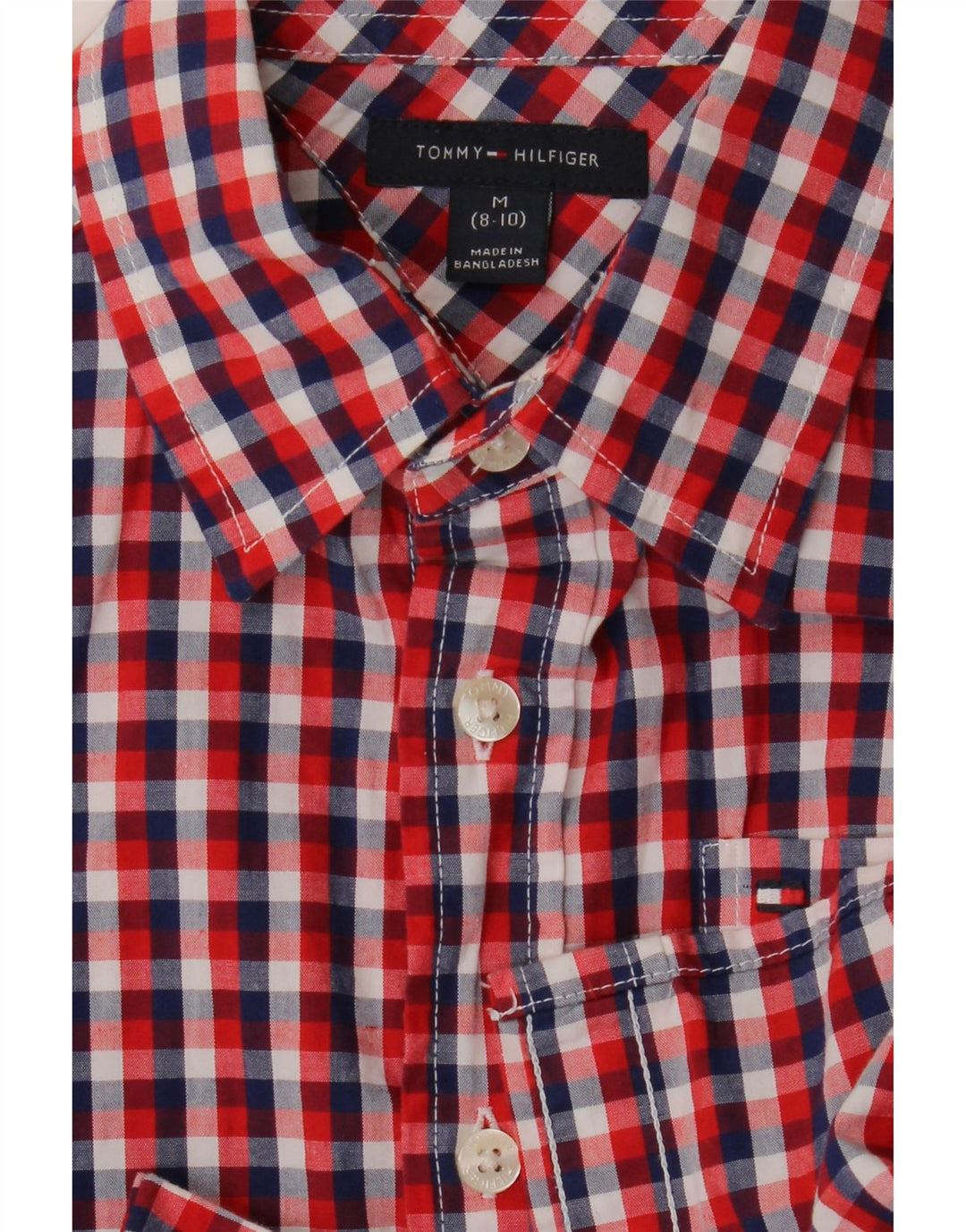 TOMMY HILFIGER Boys Shirt 8-9 Years Medium  Red Check Vintage Tommy Hilfiger and Second-Hand Tommy Hilfiger from Messina Hembry 