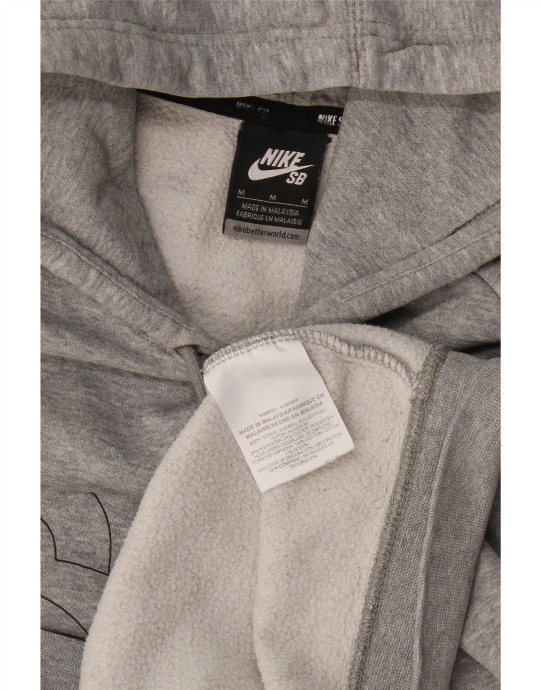Nike Mens Graphic Hoodie Jumper Medium Grey Flecked Cotton