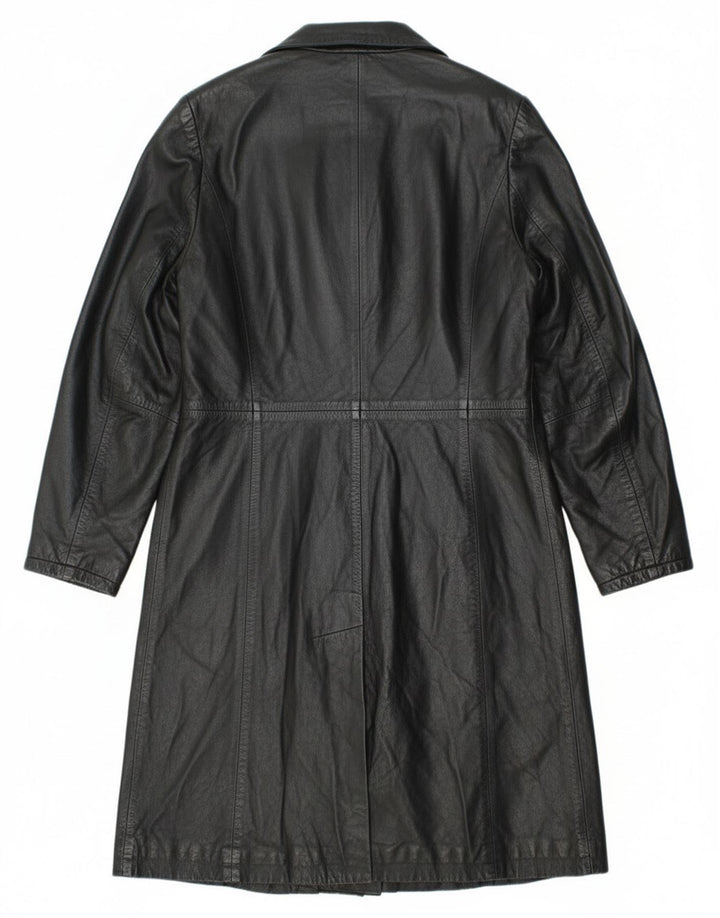 Roberta Ferrini Womens Leather Coat IT 44 Medium Black Leather