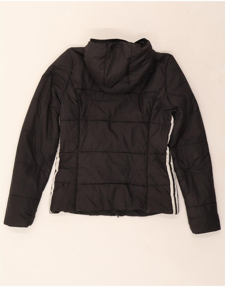 ADIDAS Womens Hooded Padded Jacket UK 10 Small  Black Polyester