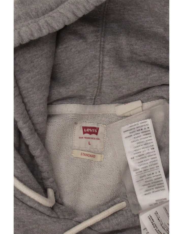 LEVI'S Mens Standard Standard Fit Graphic Hoodie Jumper Large Grey Cotton