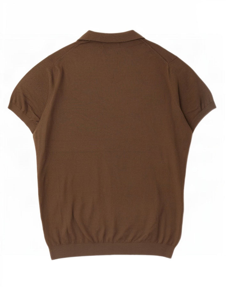 Massimo Dutti Mens Polo Shirt Medium Khaki Cotton