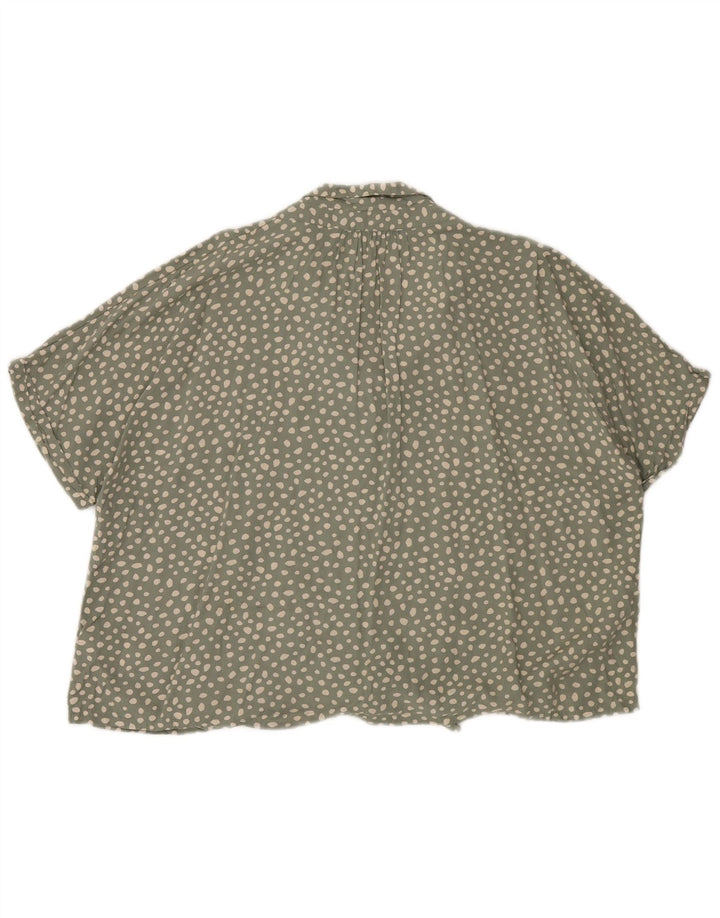 FAT FACE Womens Front Tie Shirt Blouse UK 20 2XL Green Spotted