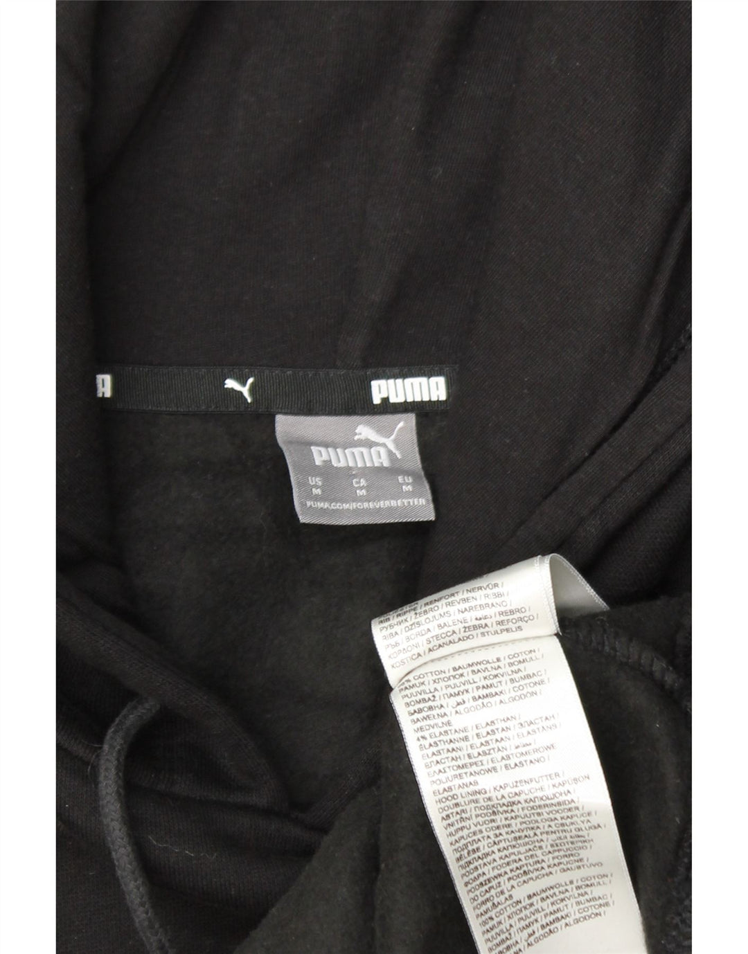 PUMA Womens Graphic Hoodie Jumper UK 14 Medium Black Cotton