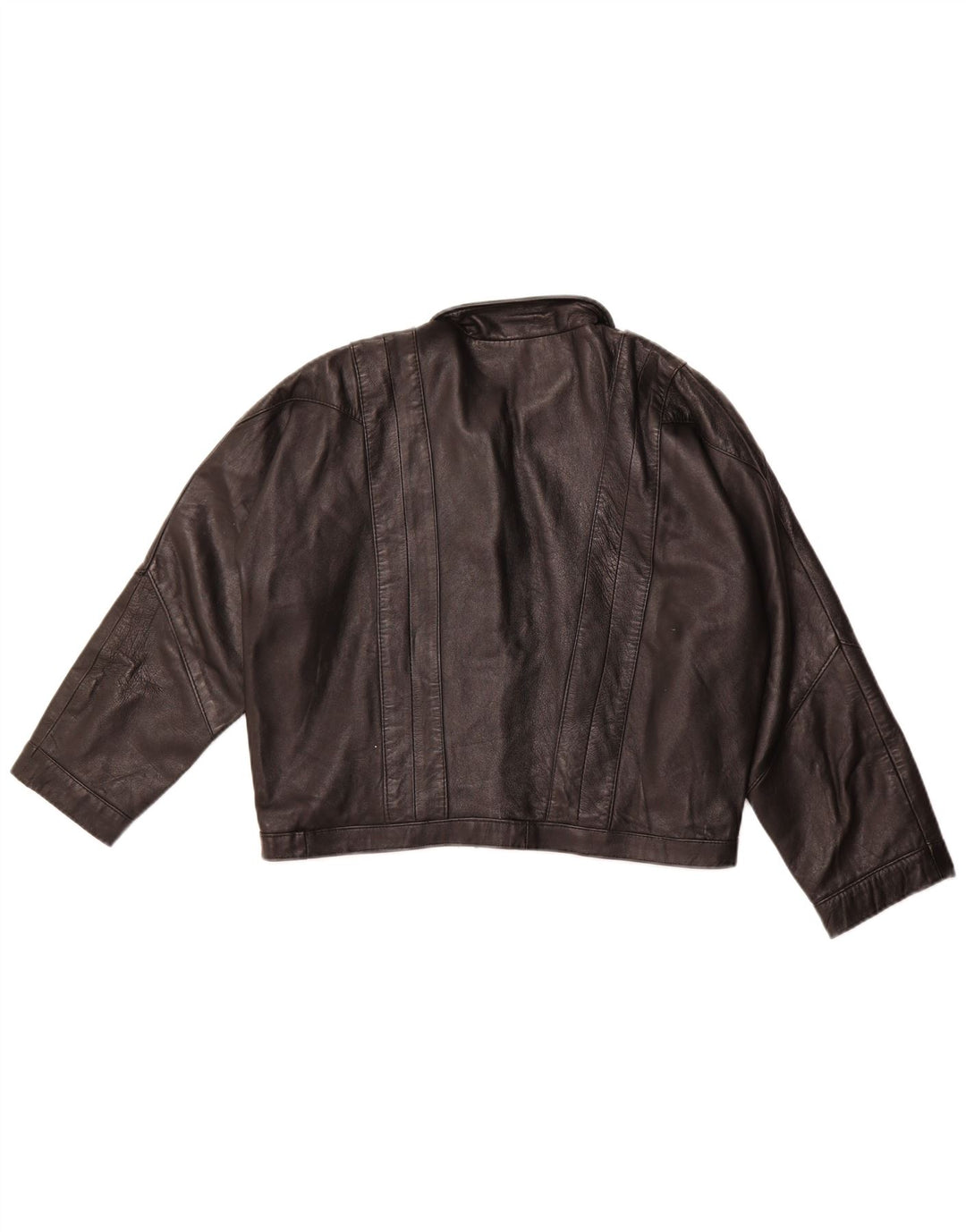 ENRICO COVERI Womens Oversized Leather Jacket UK 10 Small Black Leather