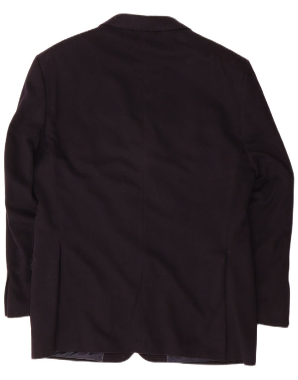 Daniels & Korff Mens 3 Button Blazer Jacket IT 50 Large Navy Blue Cashmere