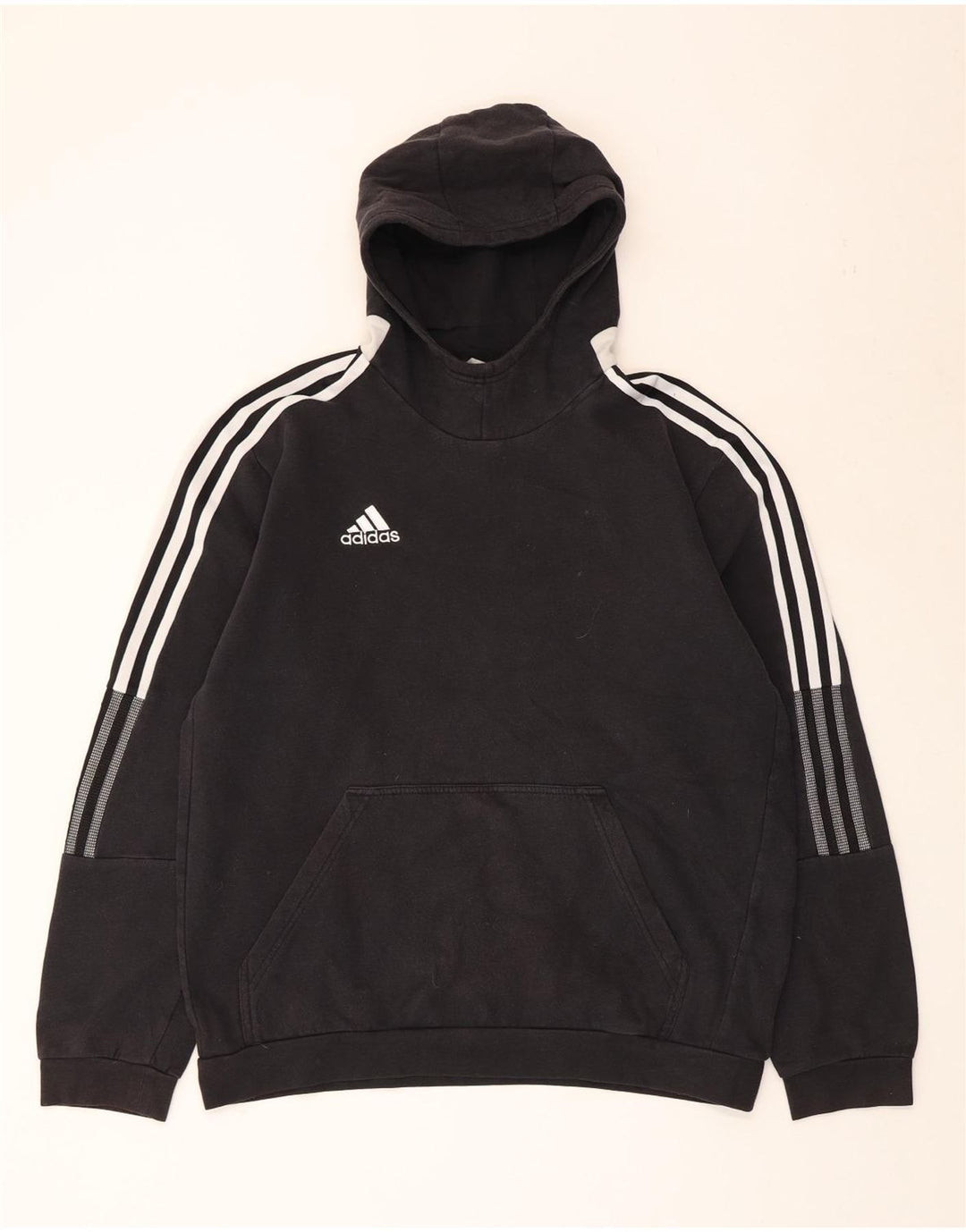 ADIDAS Womens Hoodie Jumper UK 16 Large Black Cotton