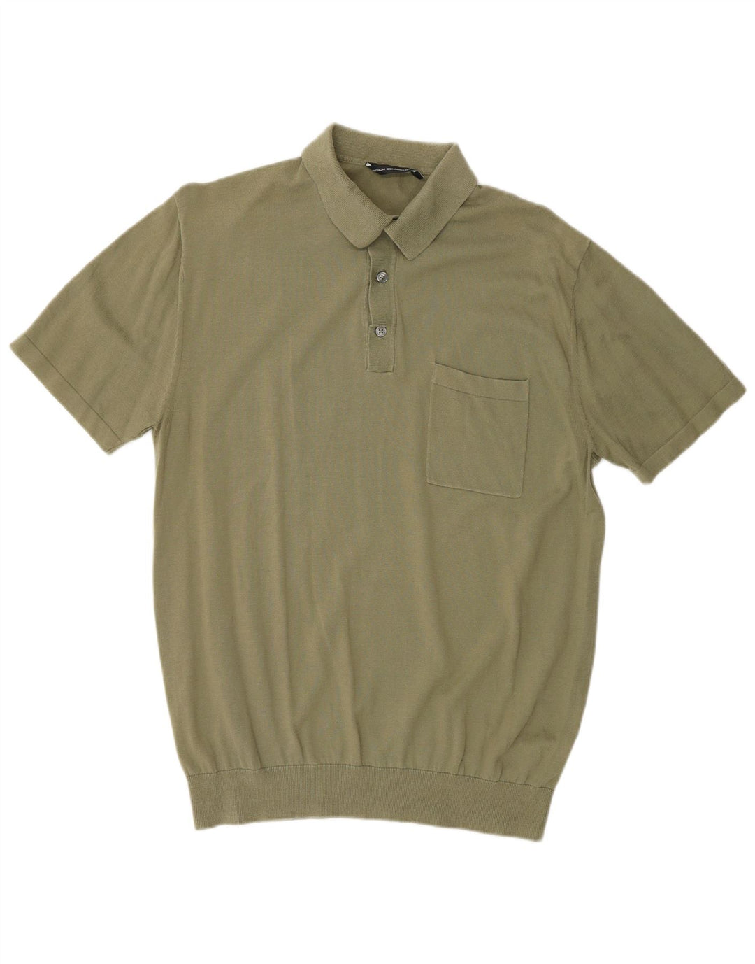 FRENCH CONNECTION Mens Short Sleeve Polo Neck Jumper Sweater Medium Khaki