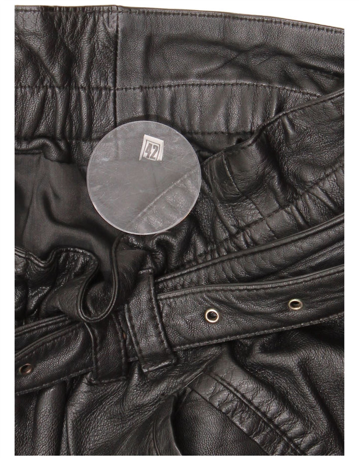 Vintage Womens Straight Leather Trousers IT 42 Medium W30 L30 Black