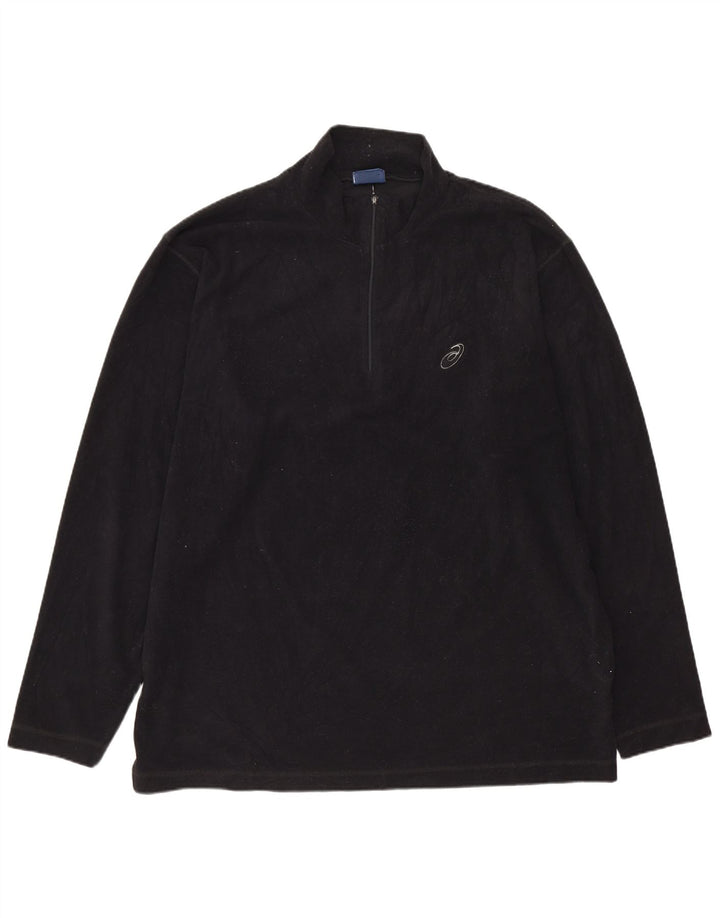 Asics Mens Zip Neck Fleece Jumper XL Black Polyester